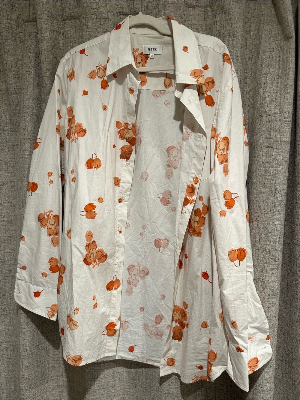 NEED White Dress Shirt with Orange Floral Print